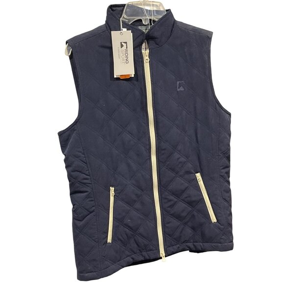 Riding Sport Jackets & Blazers - Riding Sport Quilted Navy Vest By Dover Saddlery Plaid Lining Womens Size L 26f